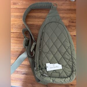 Vera Bradley Olive Quilted Sling Bag